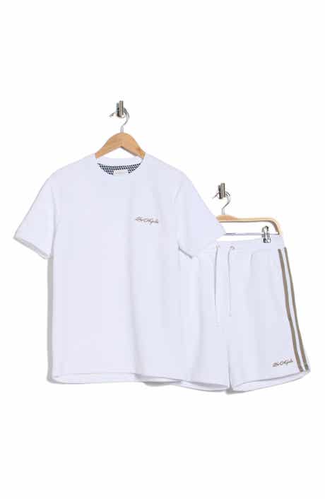 DENIM AND FLOWER Embroidered T-Shirt & Drawstring Shorts Set