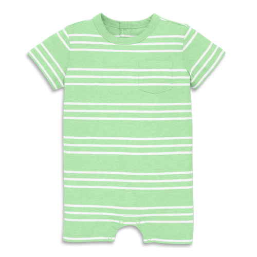 Primary Baby Heathered Pocket Shortie In Stripe In Pear White Stripe