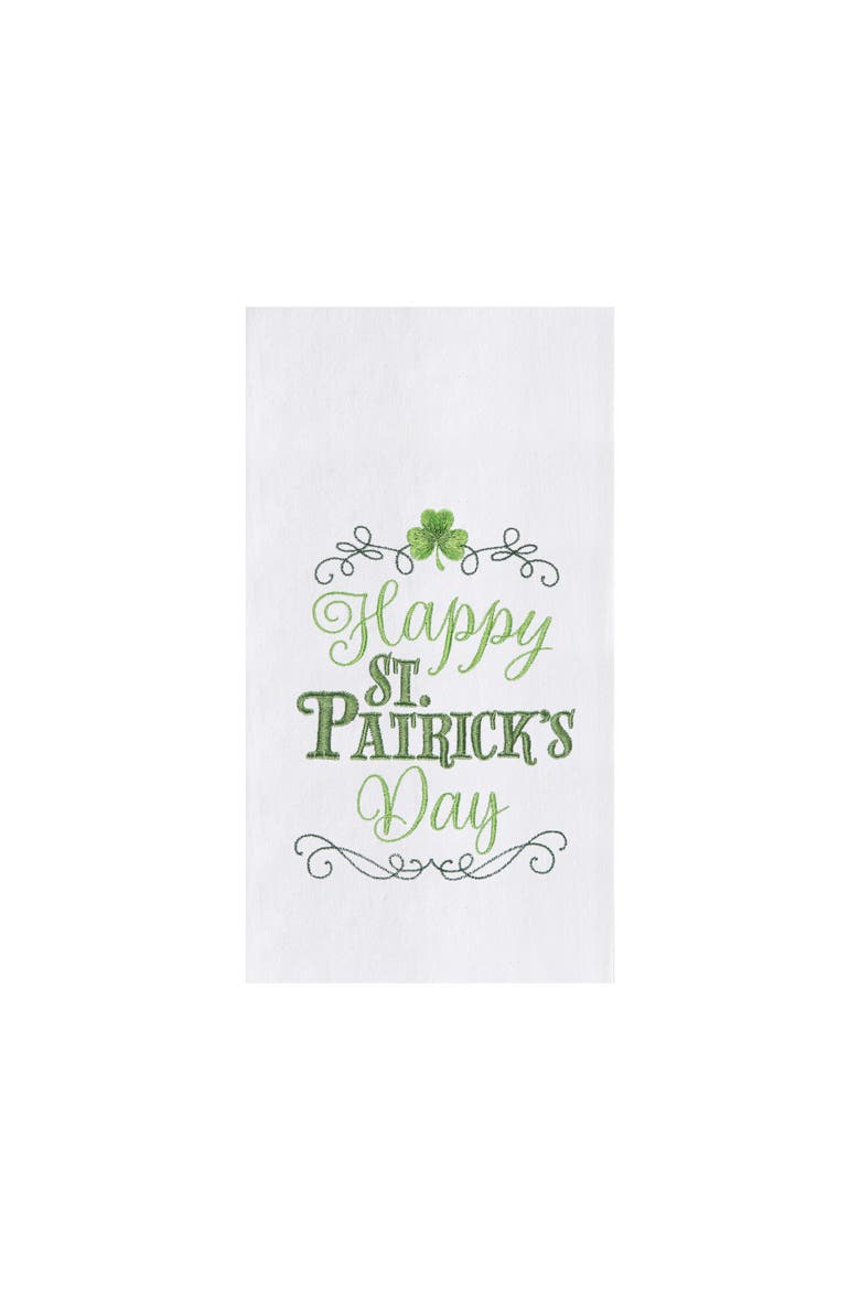 Happy St. Patrick's Day Flour Sack Kitchen Dishtowel, Main, color, White