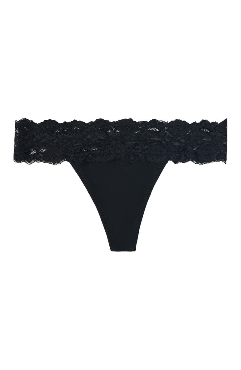 Pact Lace Waist Thong 3-Pack, Alternate, color, Black