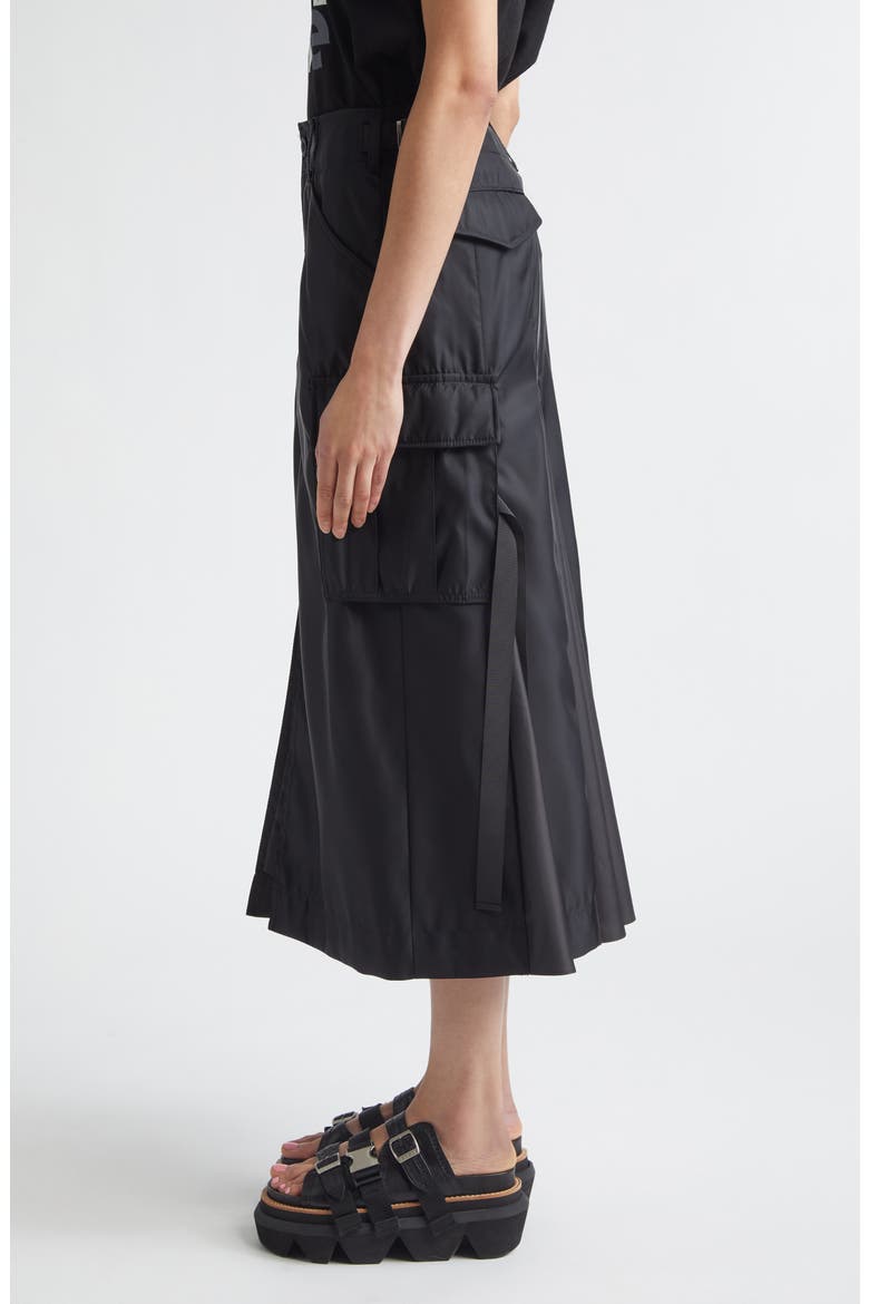 Insulated Nylon Twill & Satin Cargo Skirt, Alternate, color, BLACK