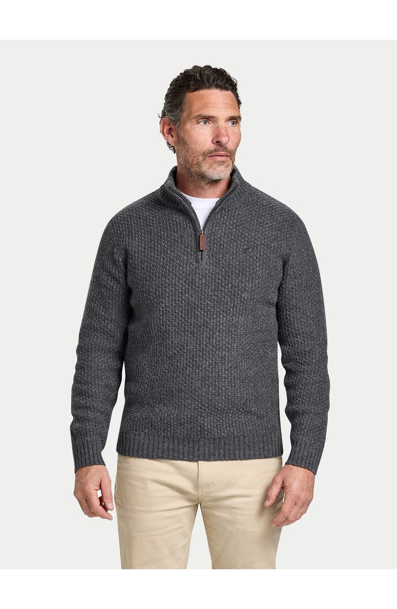 Raging Bull Chunky Textured Quarter Zip Knit Jumper, Main, color, Dark Grey Marl