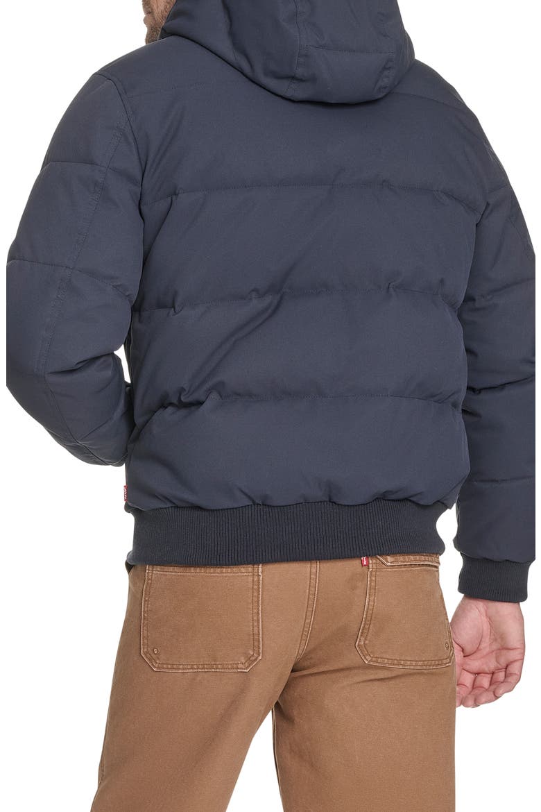 Quilted Puffer Hoodie Bomber Jacket, Alternate, color, NAVY