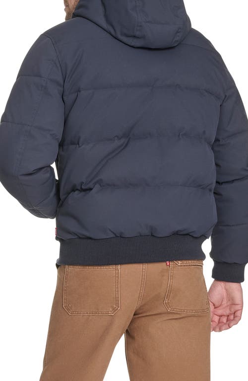 Levi's Quilted Puffer Hoodie Bomber Jacket In Blue