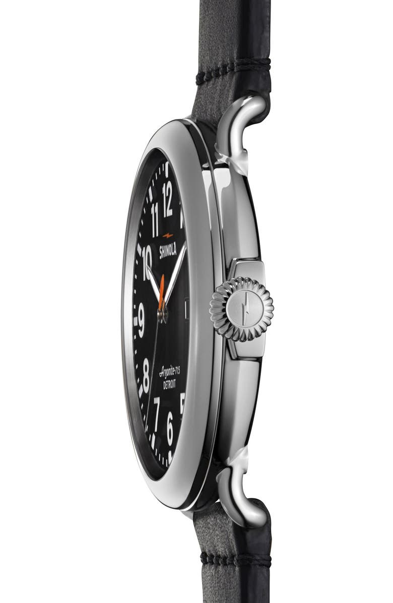 Shinola 'The Runwell' Round Leather Strap Watch, 47mm, Alternate, color, 