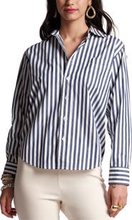 Frances Valentine Perfect Button Down Stripe Cotton Poplin