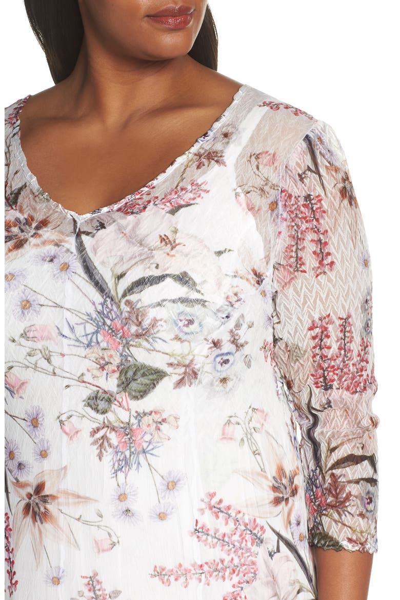 V-Neck Floral Print Chiffon Cocktail Dress, Alternate, color, SPRING ORCHARD