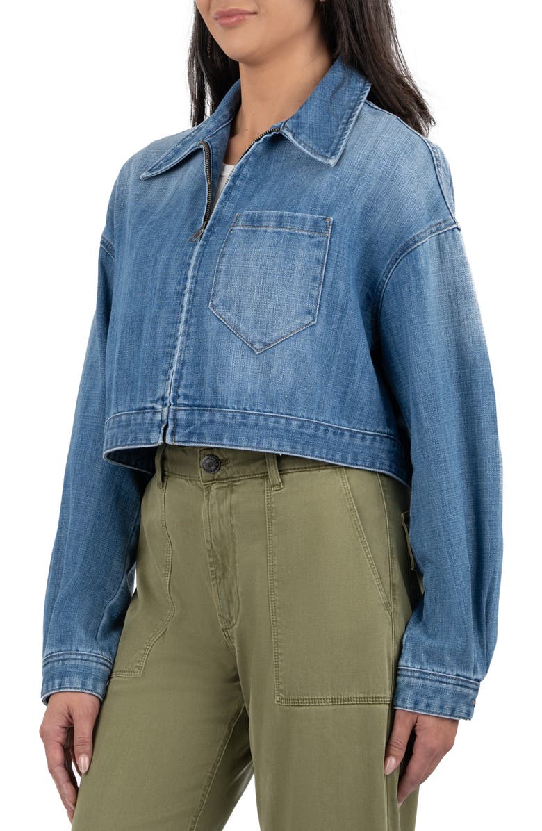 KUT from the Kloth Luna Oversize Crop Denim Jacket, Alternate, color, Medium Wash