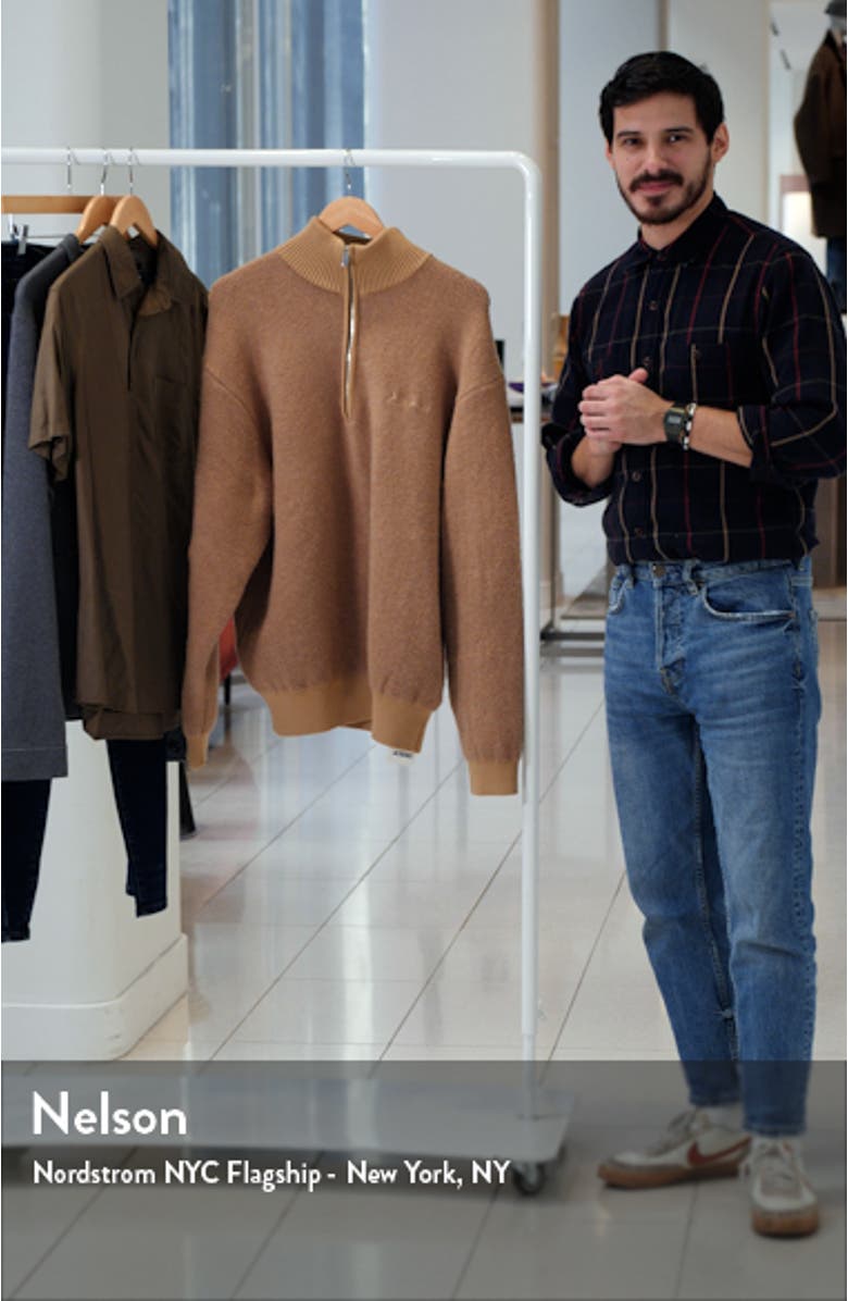 La Maille Berger Embroidered Logo Half Zip Merino Wool Blend Sweater, sales video thumbnail