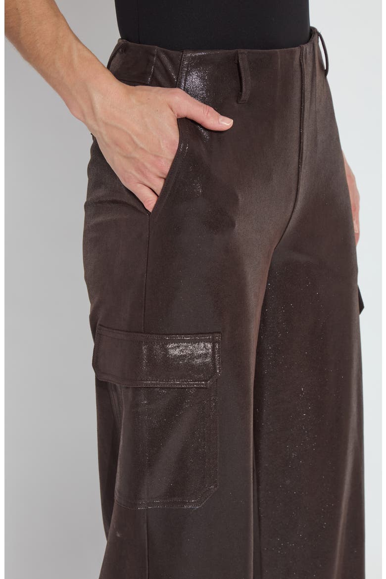 Metallic Faux Suede Cargo Pants, Alternate, color, LIQUID MOCHA
