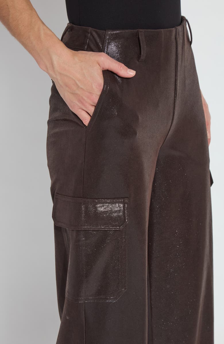 Lysse Metallic Faux Suede Cargo Pants, Alternate, color, Liquid Mocha