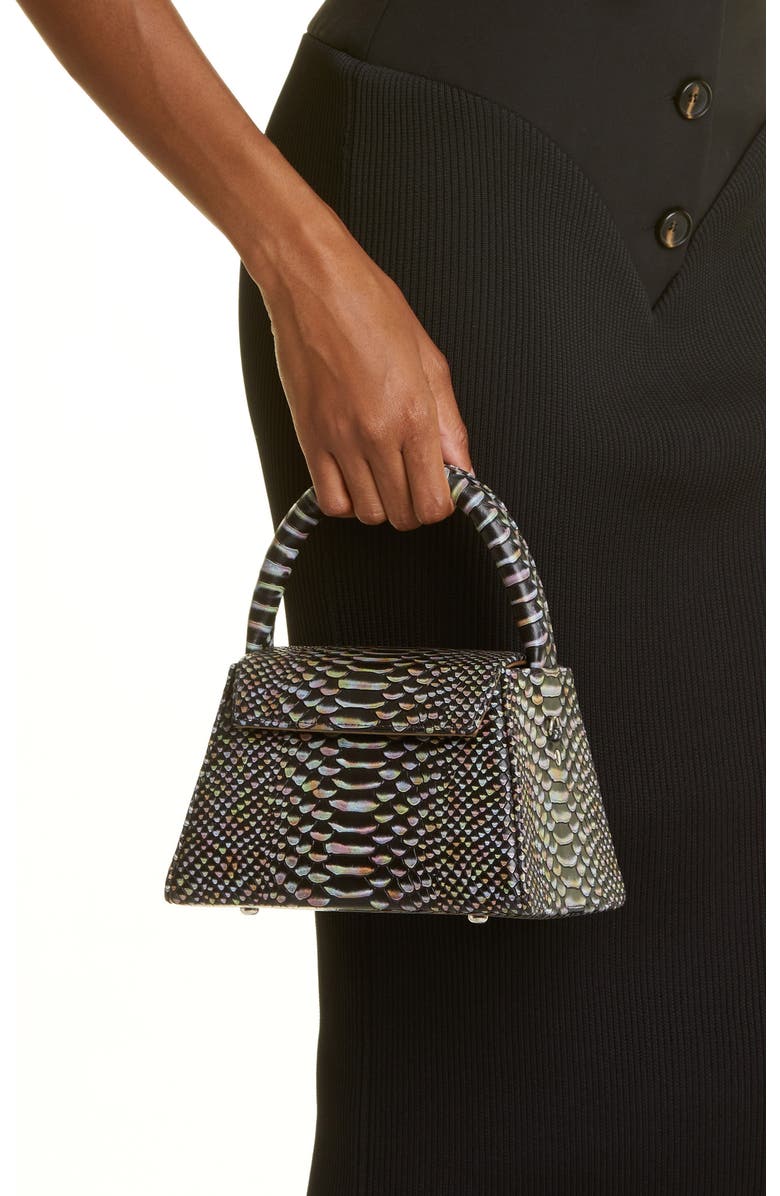 Anima Iris Zaria Croc Embossed Leather Top Handle Bag, Alternate, color,