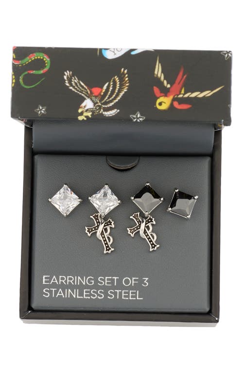 American Exchange Set Of 3 Stud Earrings