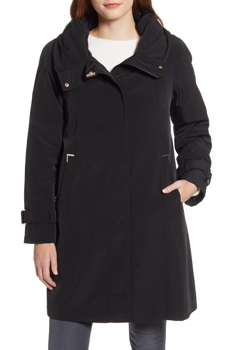 Water Repellent Hooded Raincoat, Alternate, color, BLACK