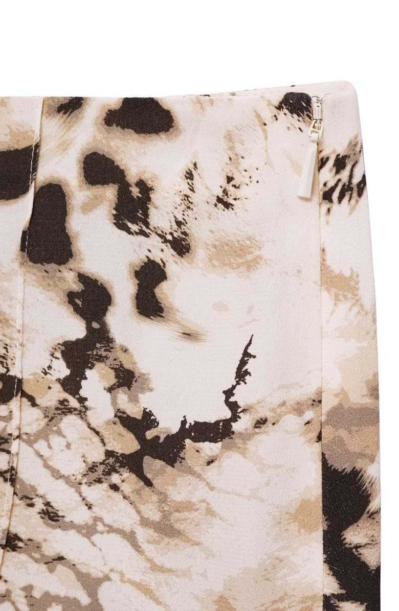 MANGO Fluid Animal Print Pants, Alternate, color, Ecru