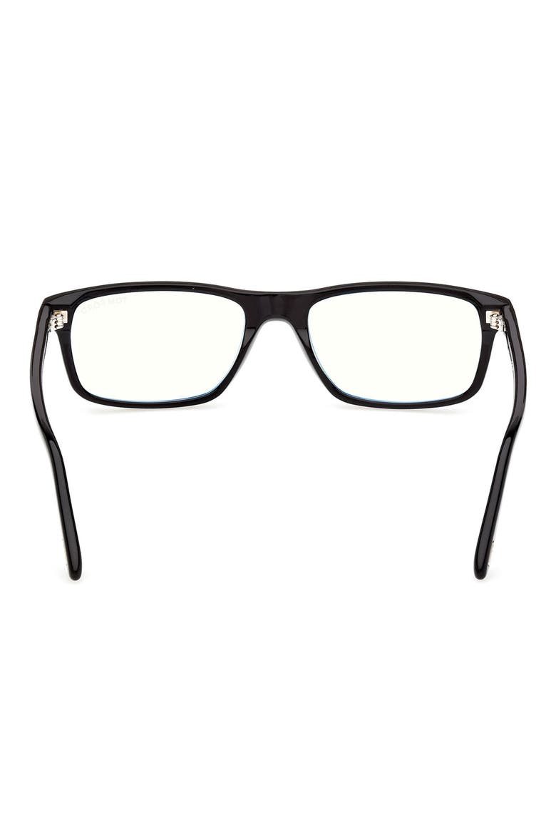 53mm Rectangular Blue Light Blocking Glasses, Alternate, color, SHINY BLACK / T LOGO