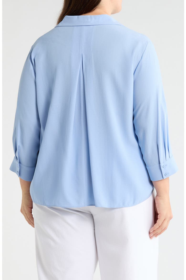 Split Neck Silk Top, Alternate, color, SKYLIGHT