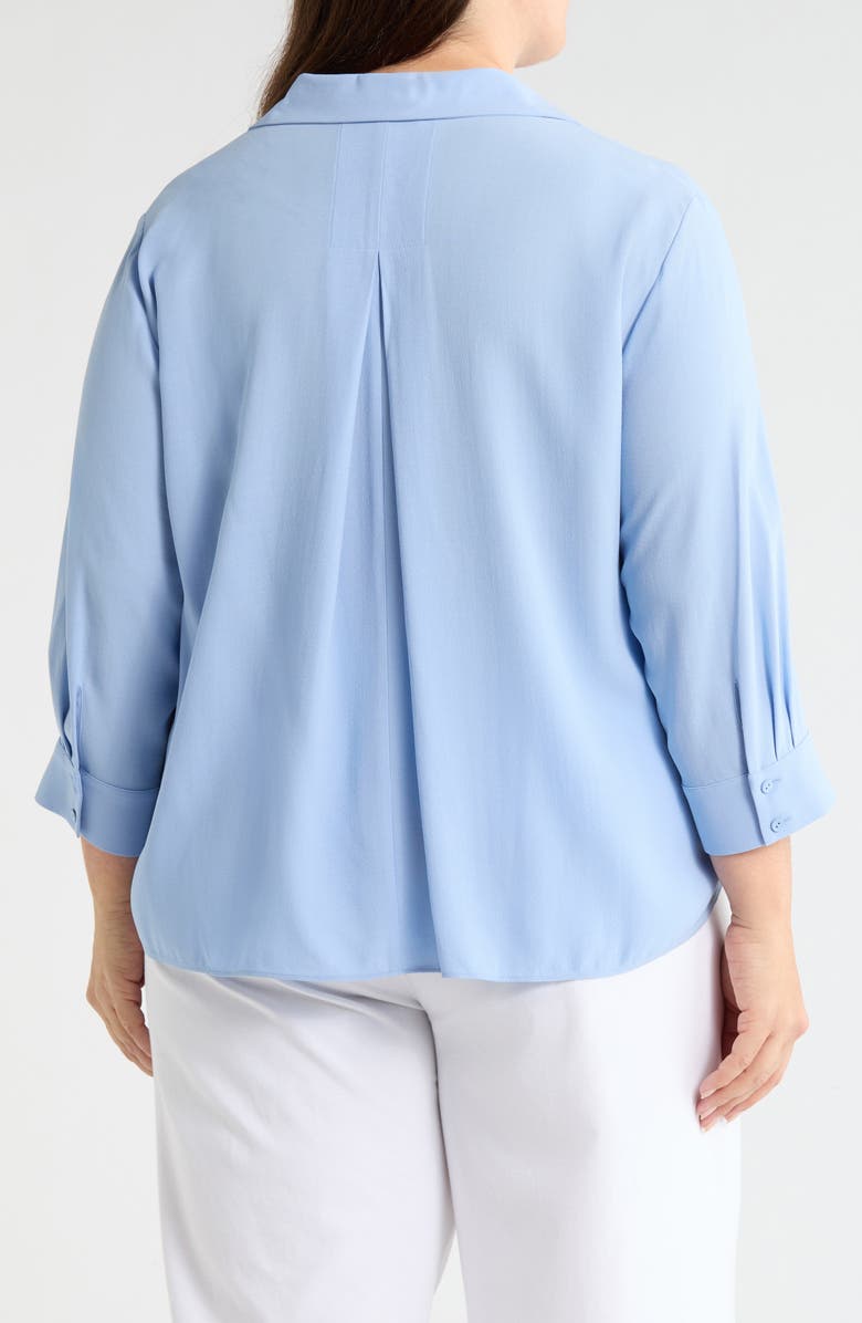 Eileen Fisher Split Neck Silk Top, Alternate, color, Skylight