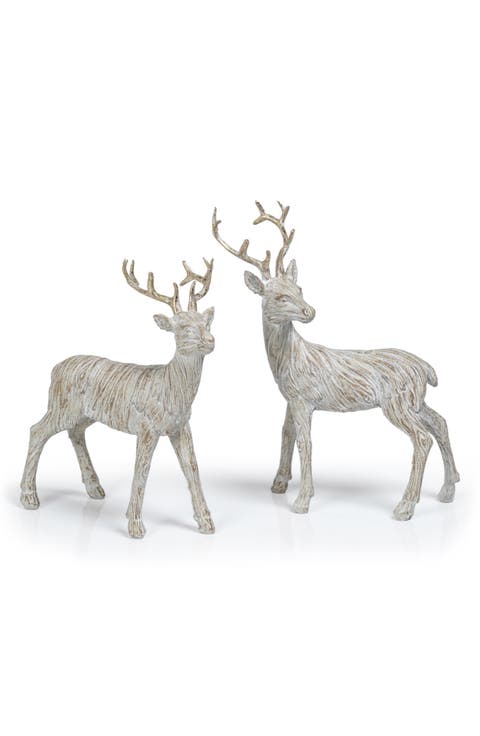 Set of 2 Decorative Reindeer Figurines