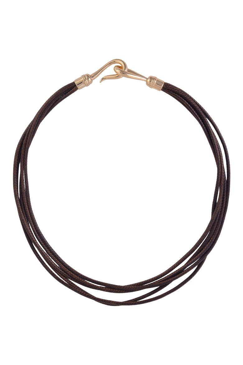 Suede Layered Necklace, Main, color, BROWN