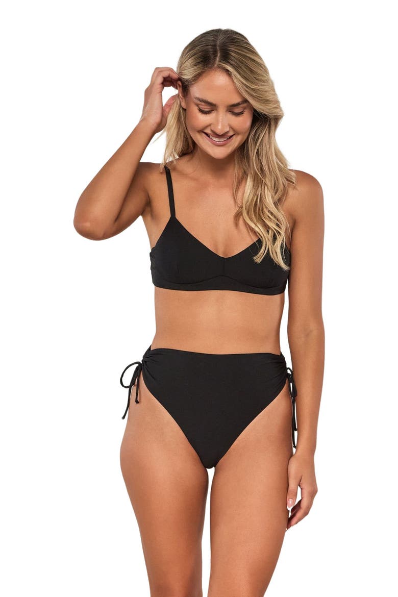 Malia High Waist Bikini Swim Bottoms, Main, color, Black