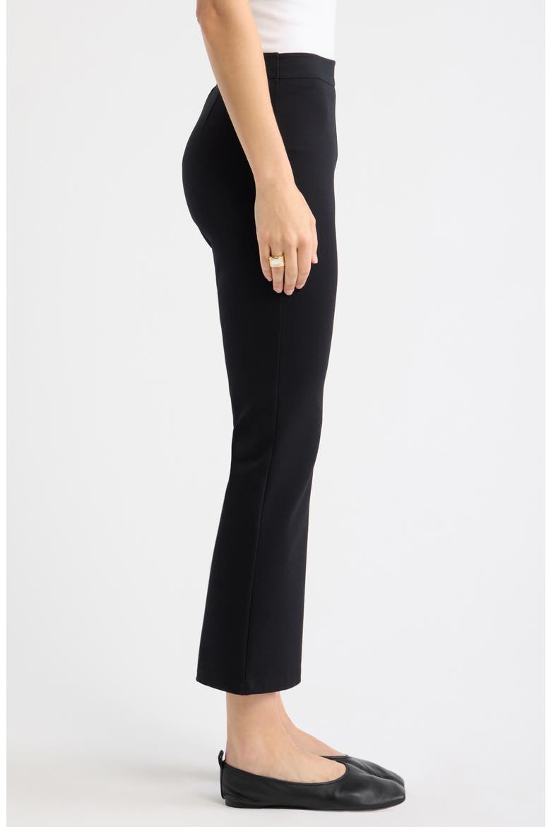 High Waist Ponte Ankle Kick Flare Pants, Alternate, color, BLACK