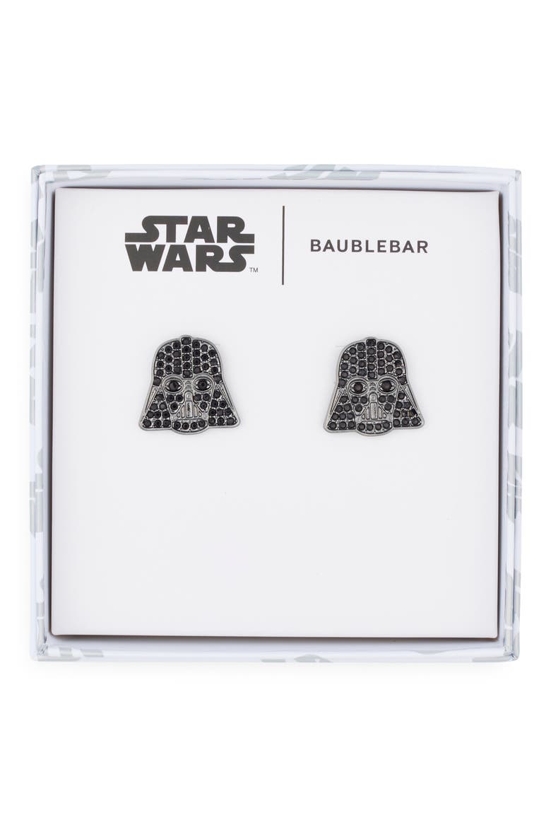 Disney® Darth Vader Stud Earrings, Main, color, BLACK