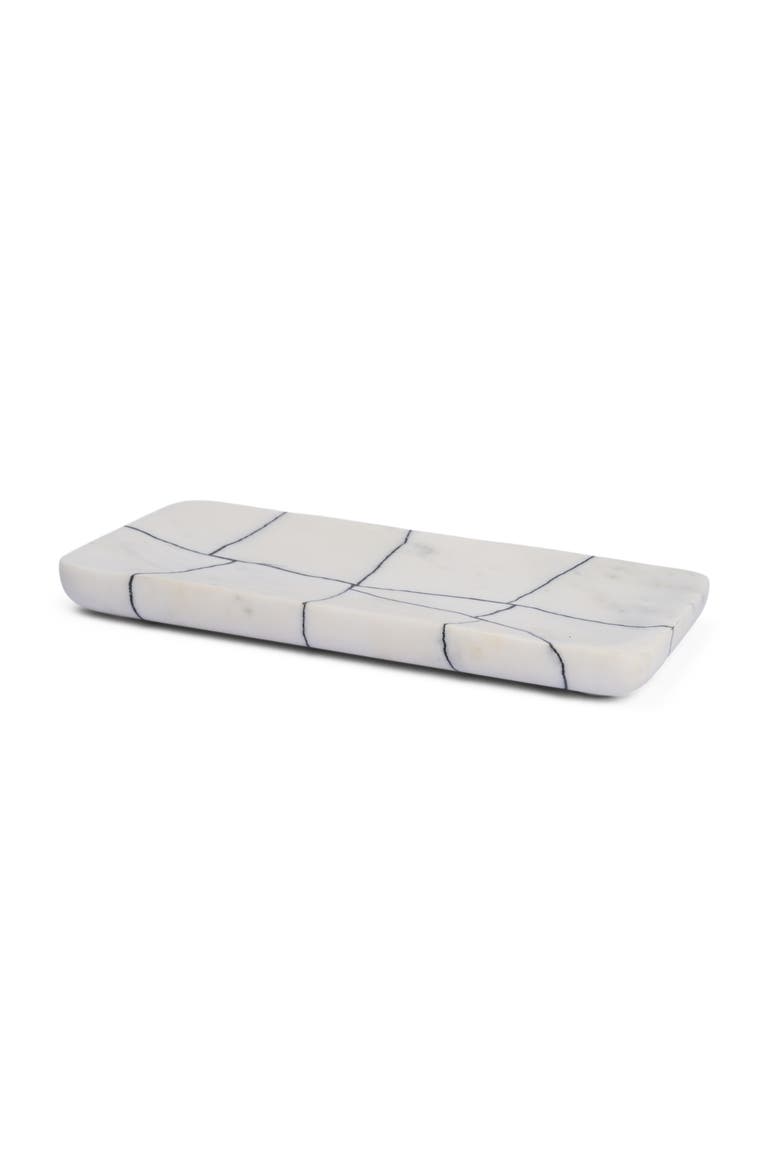 Tratto Rectangular Marble Decorative Tray, Main, color, White