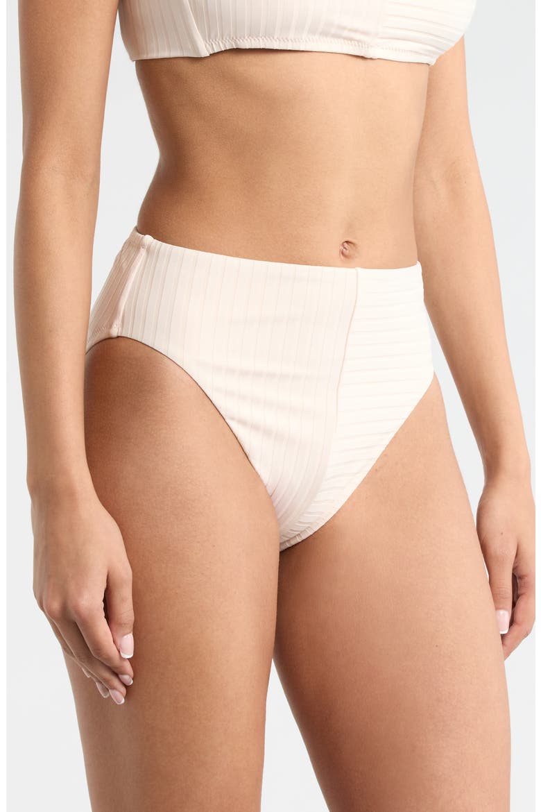 High Waist Bikini Bottoms, Alternate, color, WHITE SAND