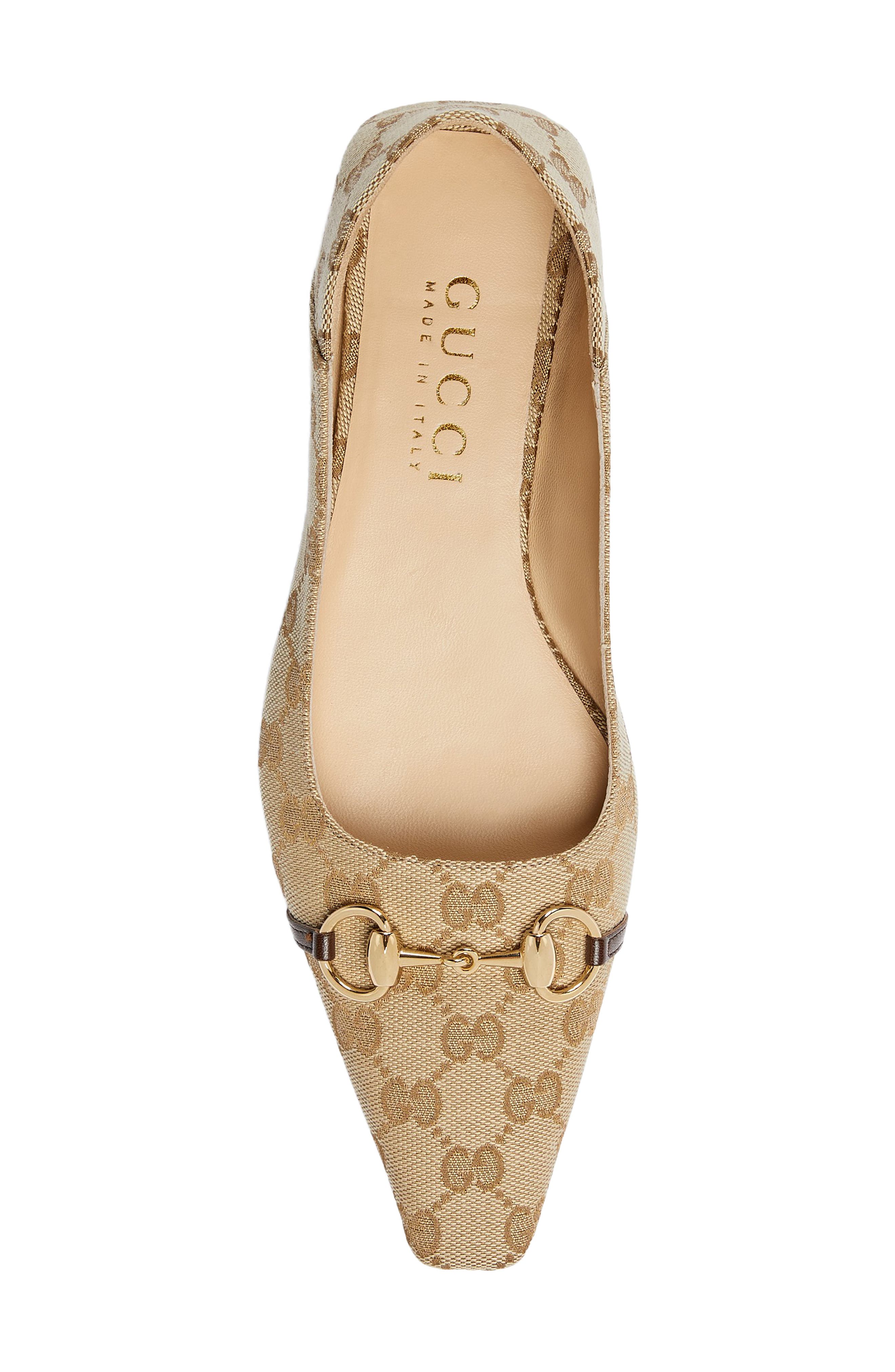 Gucci Vittoria Horsebit GG Canvas Convertible Flat, Alternate, color, Vintage Sand/ Dark Brown