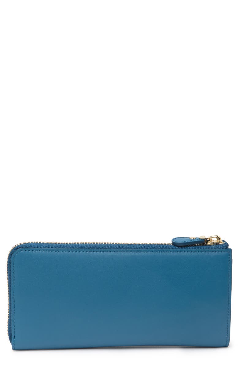 FERRAGAMO Vara Bow Leather Zip-Around Wallet, Alternate, color, 