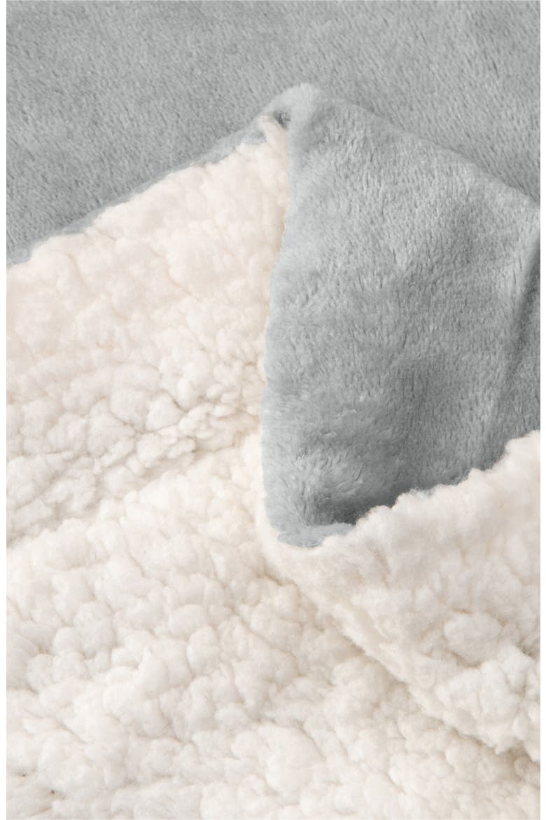 Reversible Faux Shearling Throw Blanket, Alternate, color, GLACIER GREY