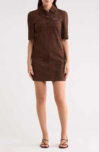 Longchamp Short Sleeve Suede Polo Dress