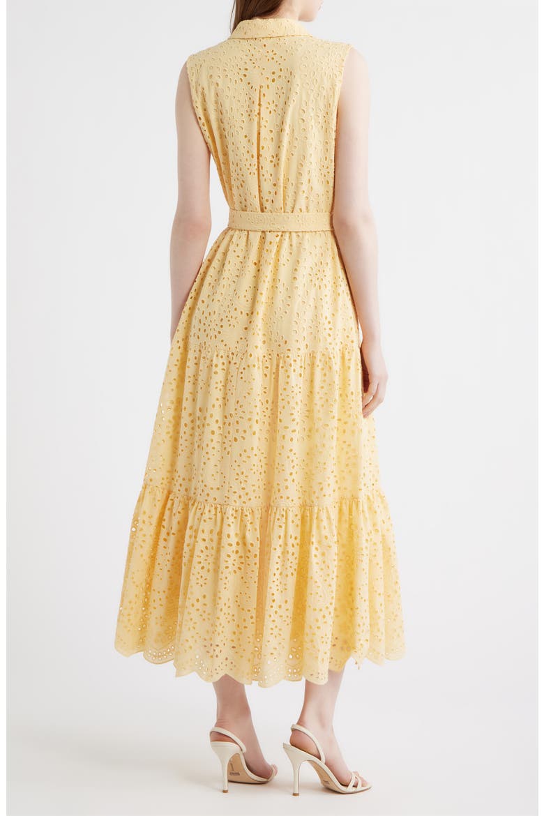 Camila Eyelet Tie Waist Sleeveless Maxi Dress, Alternate, color, CHAMOMILE