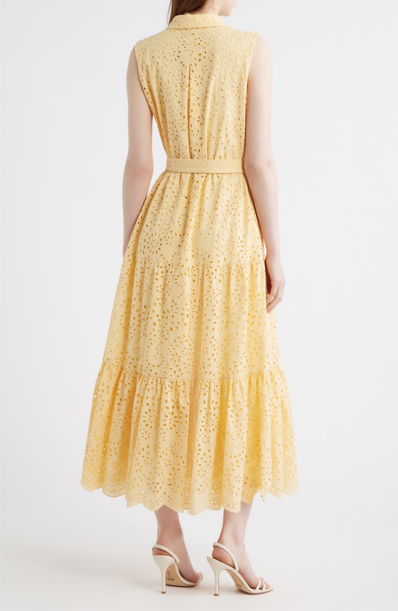 KOBI HALPERIN Camila Eyelet Tie Waist Sleeveless Maxi Dress, Alternate, color, Chamomile