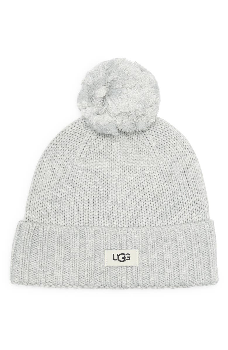 UGG<sup>®</sup> Knit Pompom Beanie, Main, color, Greyheather