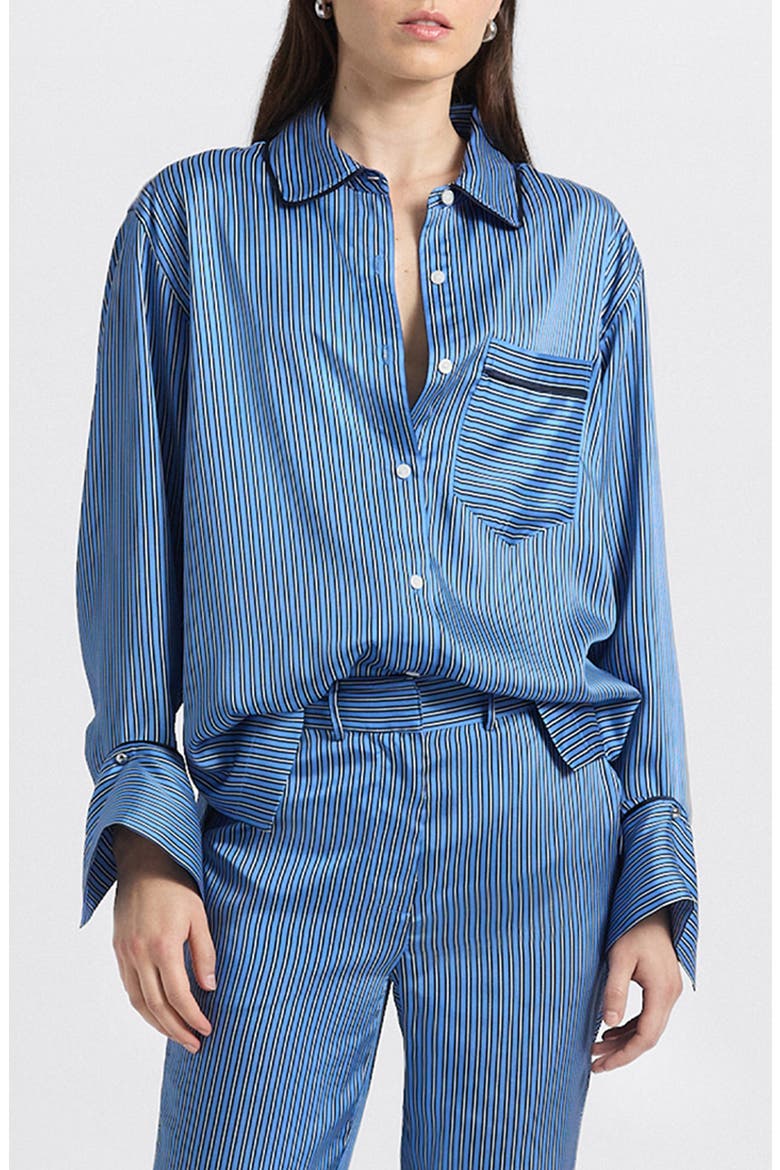Lorina Boarder Stripe Shirt, Main, color, ULTRAMARINE/ NAVY/ ECRU