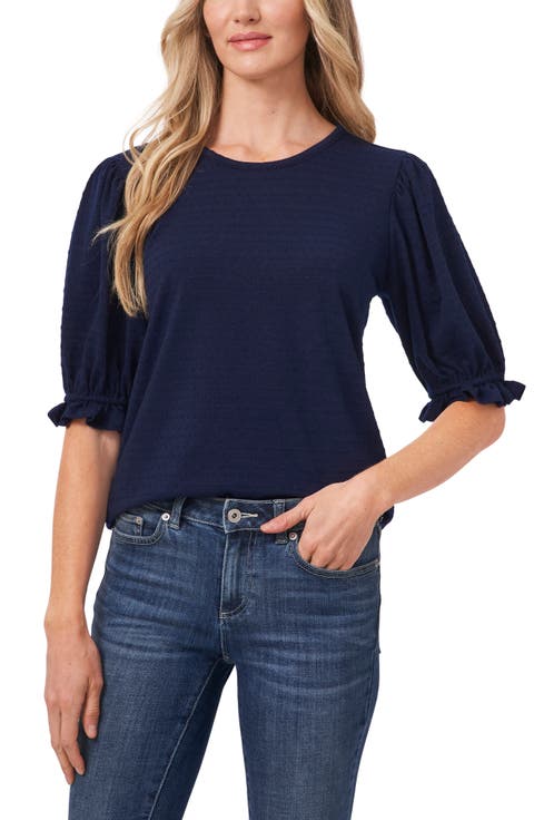 Texture Ruffle Sleeve Top