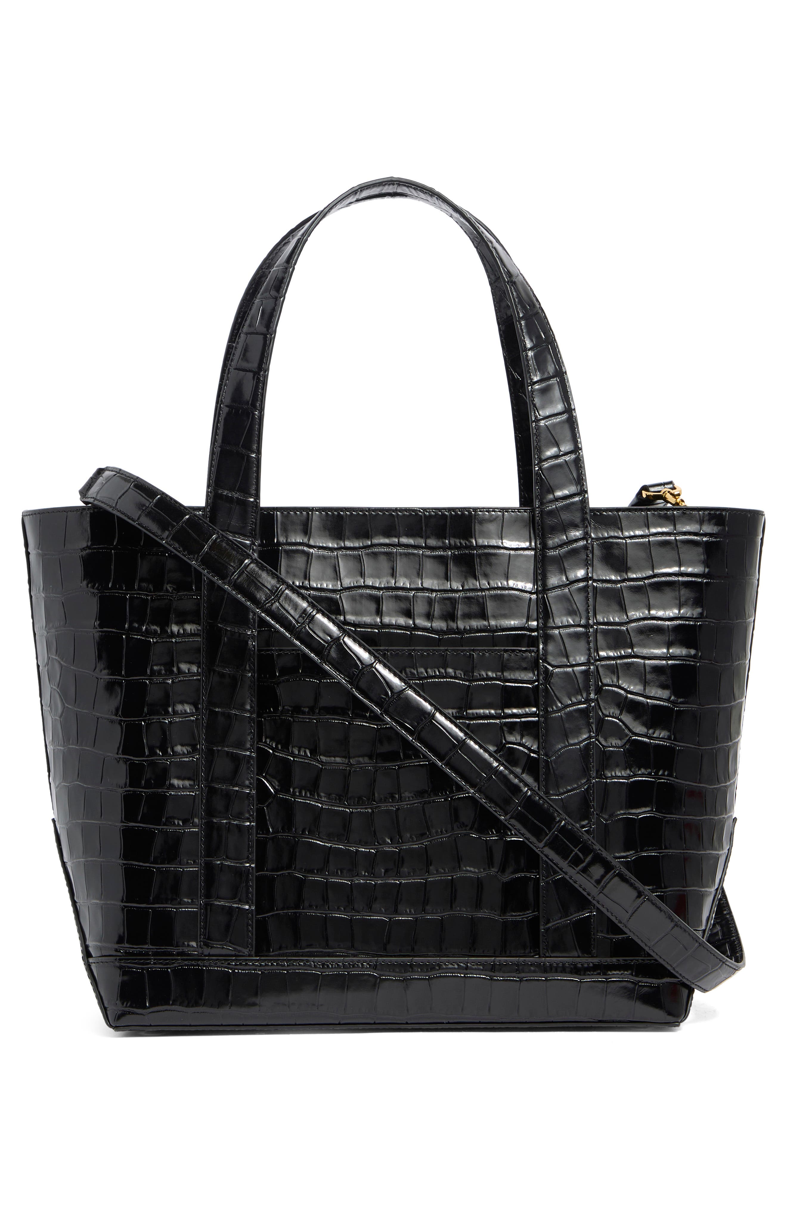 Veronica Beard Goody Grand Croc Embossed Leather Tote Bag, Alternate, color, 