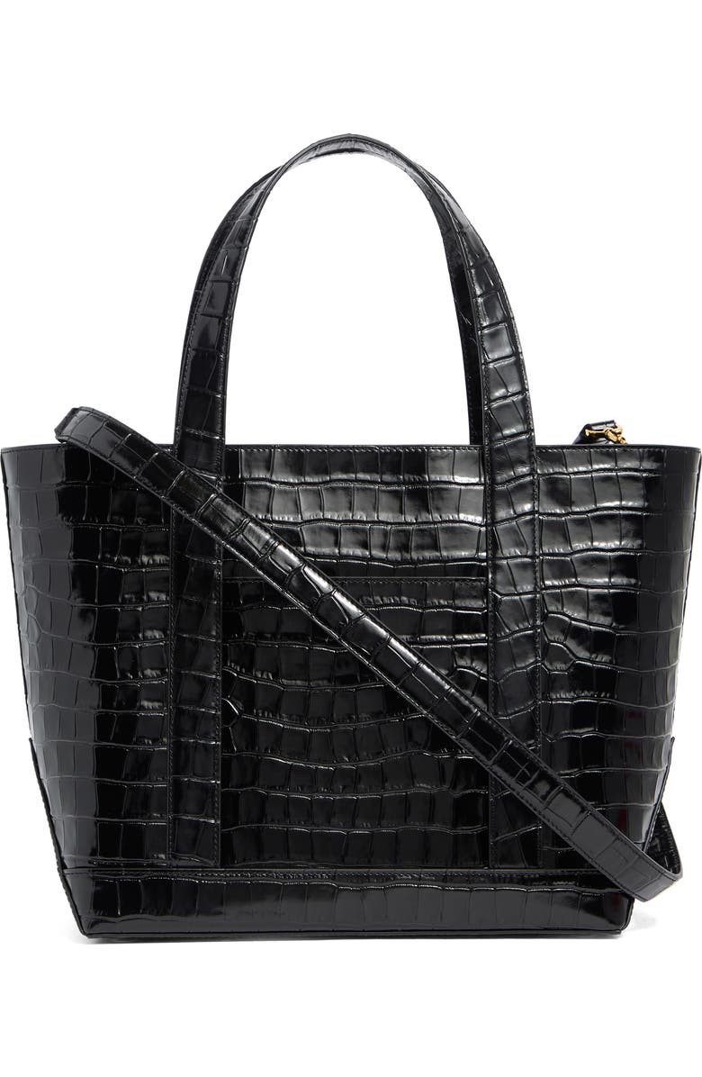 Veronica Beard Goody Grand Croc Embossed Leather Tote Bag, Alternate, color,