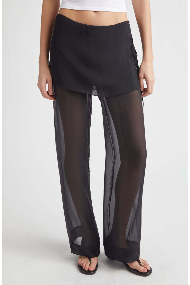 Archive Layered Silk Trousers, Main, color, BLACK