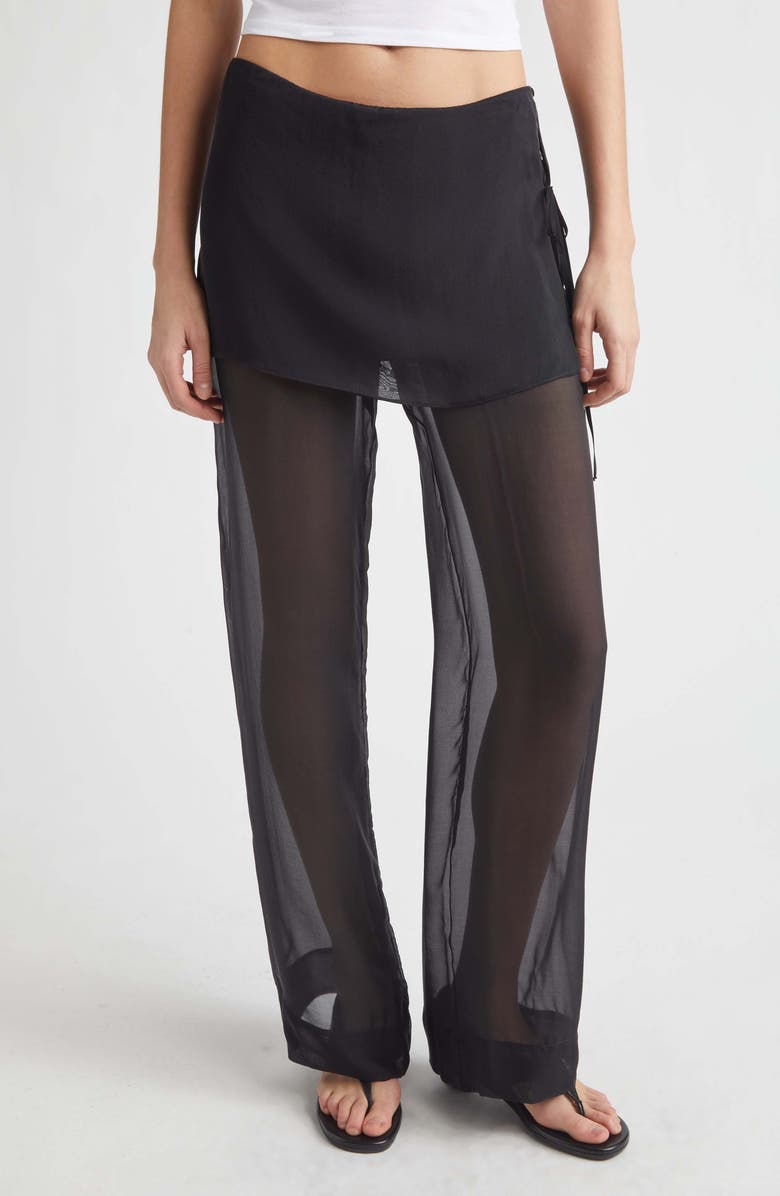 Paloma Wool Archive Layered Silk Trousers, Main, color, Black