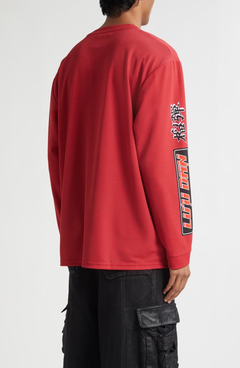 LU'U DAN Motocross Oversize Long Sleeve Graphic T-Shirt, Alternate, color, Motocross / Blood Red