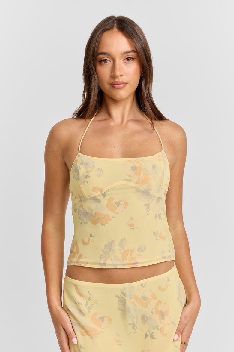 Juniper Top, Alternate, color, Floral pattern in yellow