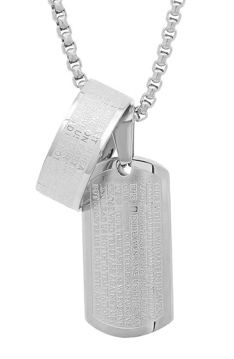 Lord's Prayer Dog Tag & Ring Pendant Necklace