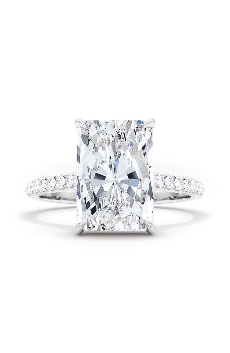 HauteCarat Radiant Cut Pavé Lab Grown Diamond Ring, Alternate, color, 2.00 Ctw 18K White Gold