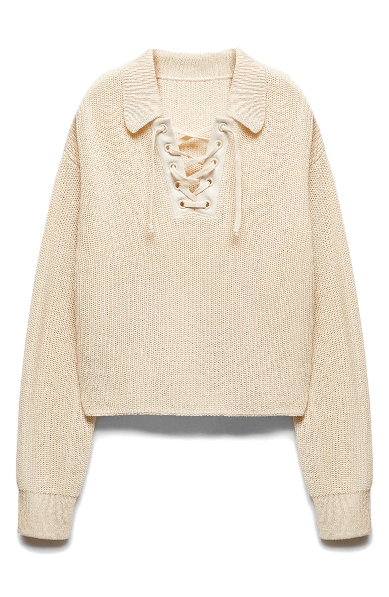 MANGO Lace-Up Sweater, Alternate, color, 