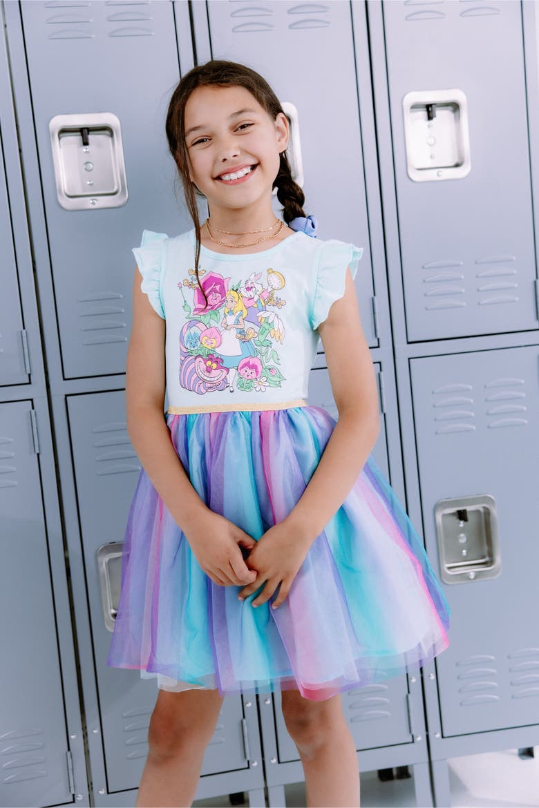 Alice in Wonderland Flutter Sleeve Tulle Tutu Dress, Alternate, color, Blue Alice