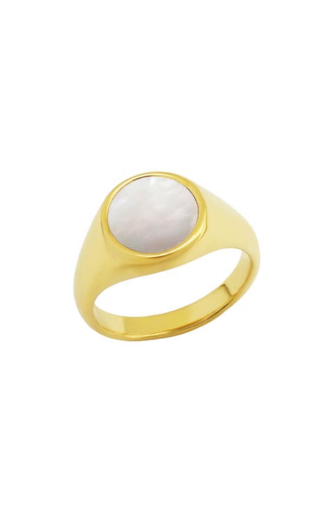 Gender Inclusive Round Mother-of-Pearl Ring