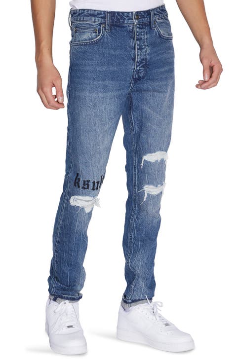 Chitch Boneyard Kult Distressed Embroidered Slim Fit Jeans